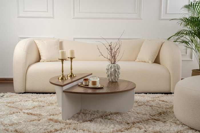 Nordure Mesa de Centro Orion Nogal y Blanco 90x30x60cm 85x35x30cm